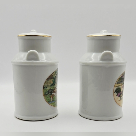 Vintage Japan Milk Can Salt Pepper Shakers Farm Cow Rooster - Picture 6 of 9